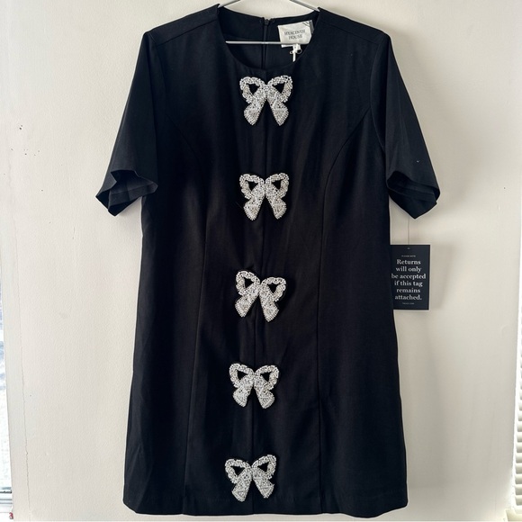 Hyacinth House Dresses & Skirts - NWT Hyacinth House Beaded Bows‎ Bernadette Mini Dress Black Women's XXL